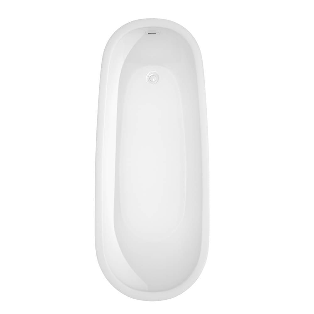 Margaret 66 Inch Freestanding Bathtub in White with Shiny White Trim and Floor Mounted Faucet in Matte Black