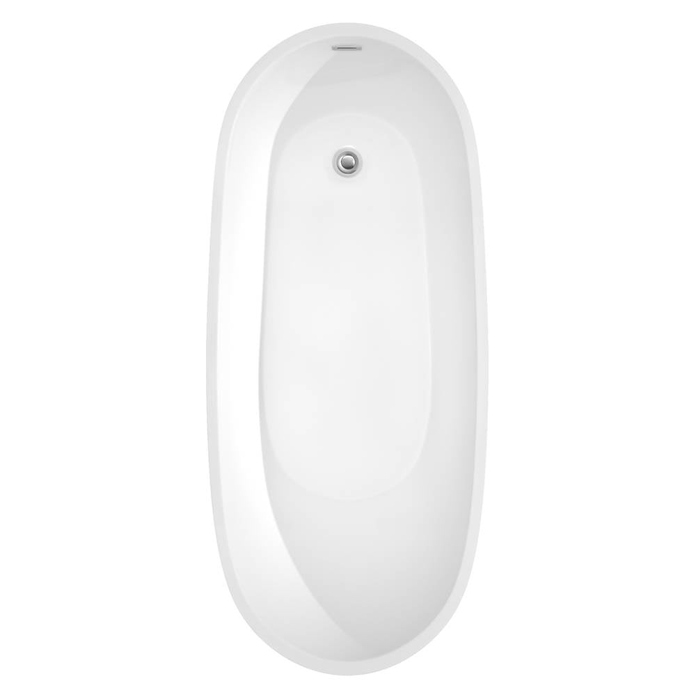 Florence 68 Inch Freestanding Bathtub in White with Polished Chrome Trim and Floor Mounted Faucet in Brushed Gold