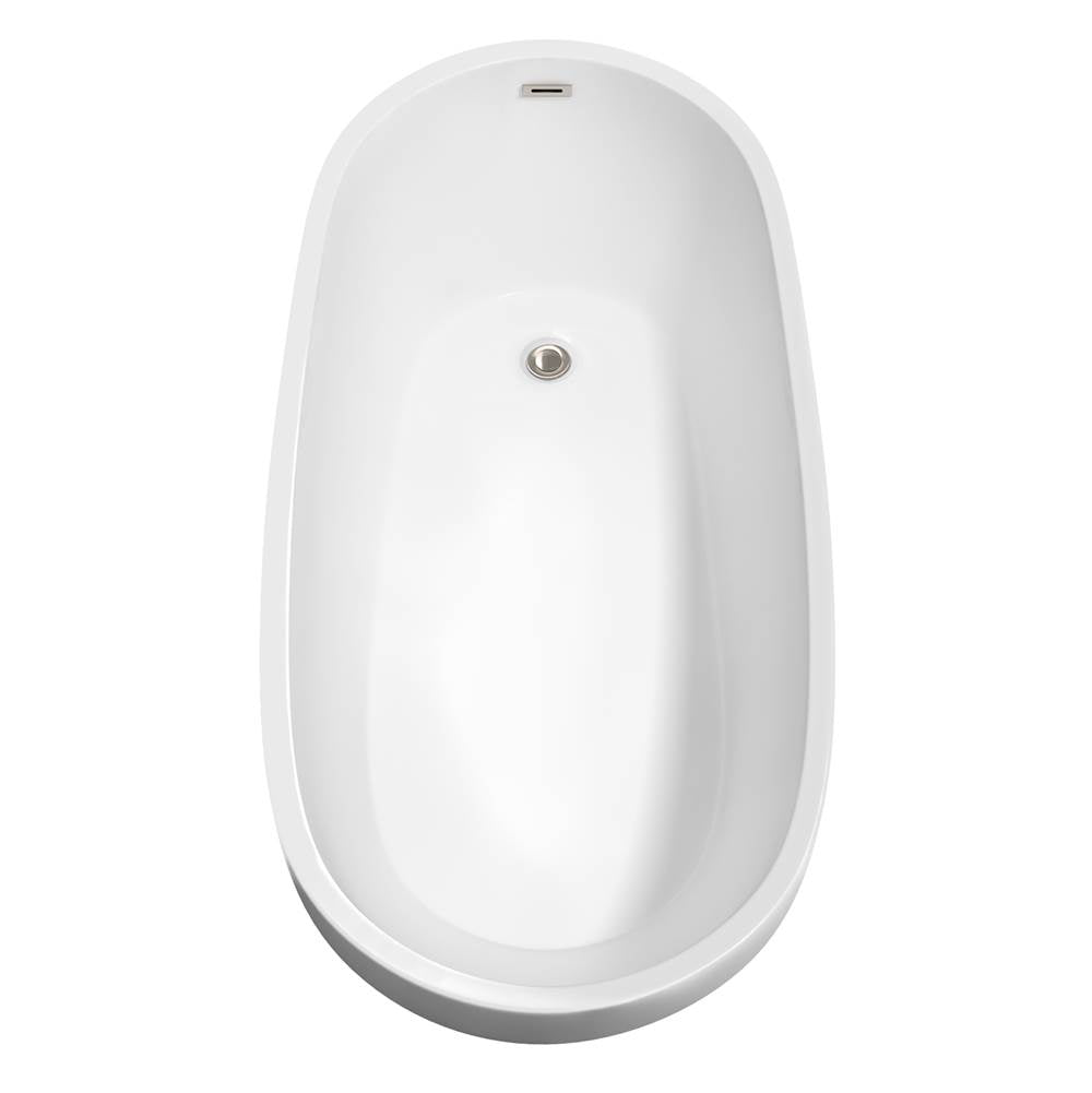 Florence 68 Inch Freestanding Bathtub in White with Polished Chrome Drain and Overflow Trim