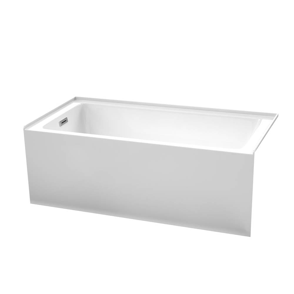Wyndham Collection - Grayley 60 x 30 Inch Alcove Bathtub in White with Left-Hand Drain and Overflow Trim in Polished Chrome - White With Polished Chrome