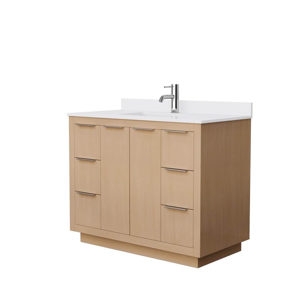 Wyndham Collection - Maroni 42 Inch Single Bathroom Vanity in Light Straw, White Cultured Marble Countertop, Undermount Square Sink