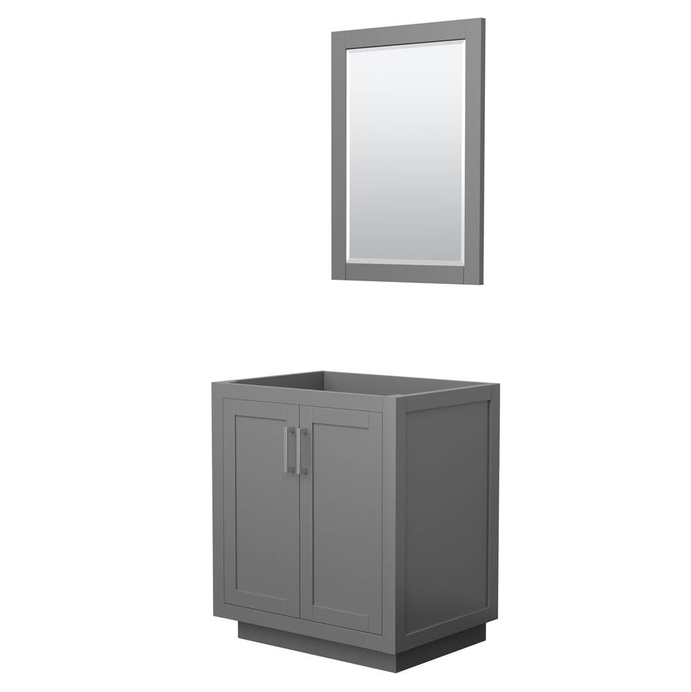 Wyndham Collection - Miranda 30 Inch Single Bathroom Vanity in Dark Gray, No Countertop, No Sink, Brushed Nickel Trim, 24 Inch Mirror