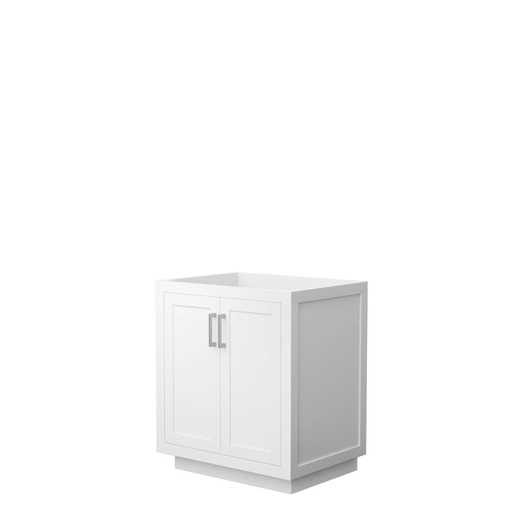 Wyndham Collection - Miranda 30 Inch Single Bathroom Vanity in White, No Countertop, No Sink, Brushed Nickel Trim