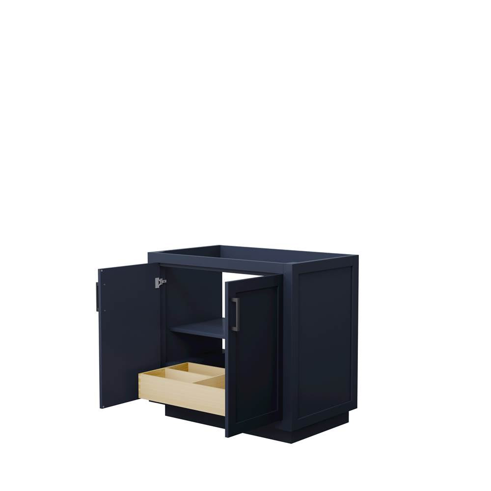 Miranda 36 Inch Single Bathroom Vanity in Dark Blue, No Countertop, No Sink, Matte Black Trim