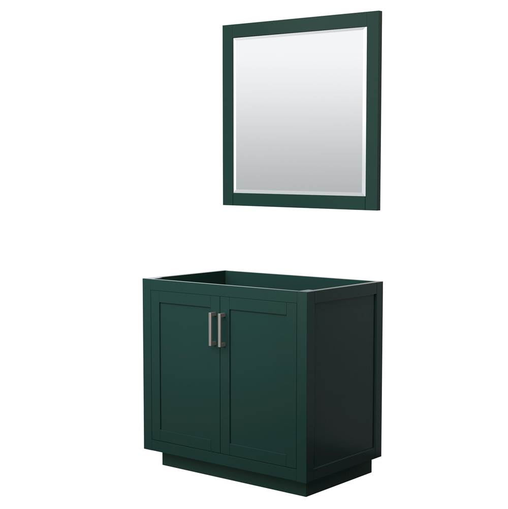 Wyndham Collection - Miranda 36 Inch Single Bathroom Vanity in Green, No Countertop, No Sink, Brushed Nickel Trim, 34 Inch Mirror
