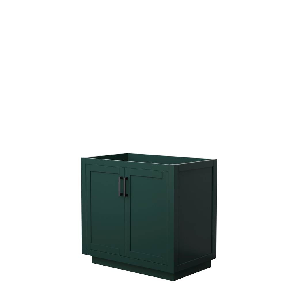 Wyndham Collection - Miranda 36 Inch Single Bathroom Vanity in Green, No Countertop, No Sink, Matte Black Trim