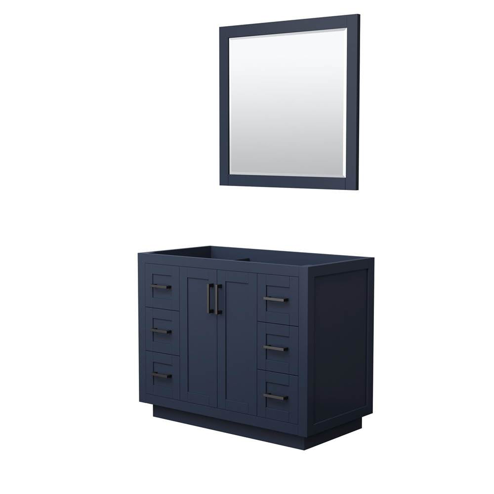 Wyndham Collection - Miranda 42 Inch Single Bathroom Vanity in Dark Blue, No Countertop, No Sink, Matte Black Trim, 34 Inch Mirror