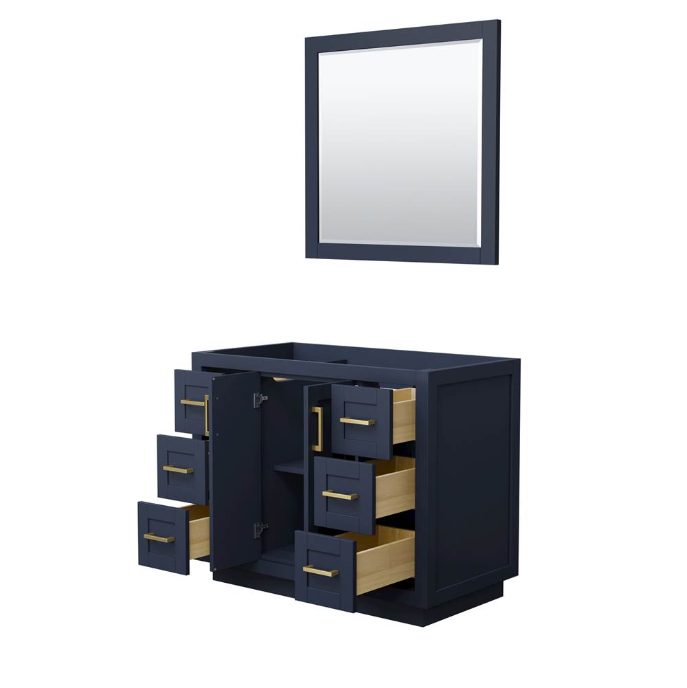 Miranda 42 Inch Single Bathroom Vanity in Dark Blue, No Countertop, No Sink, Brushed Gold Trim, 34 Inch Mirror