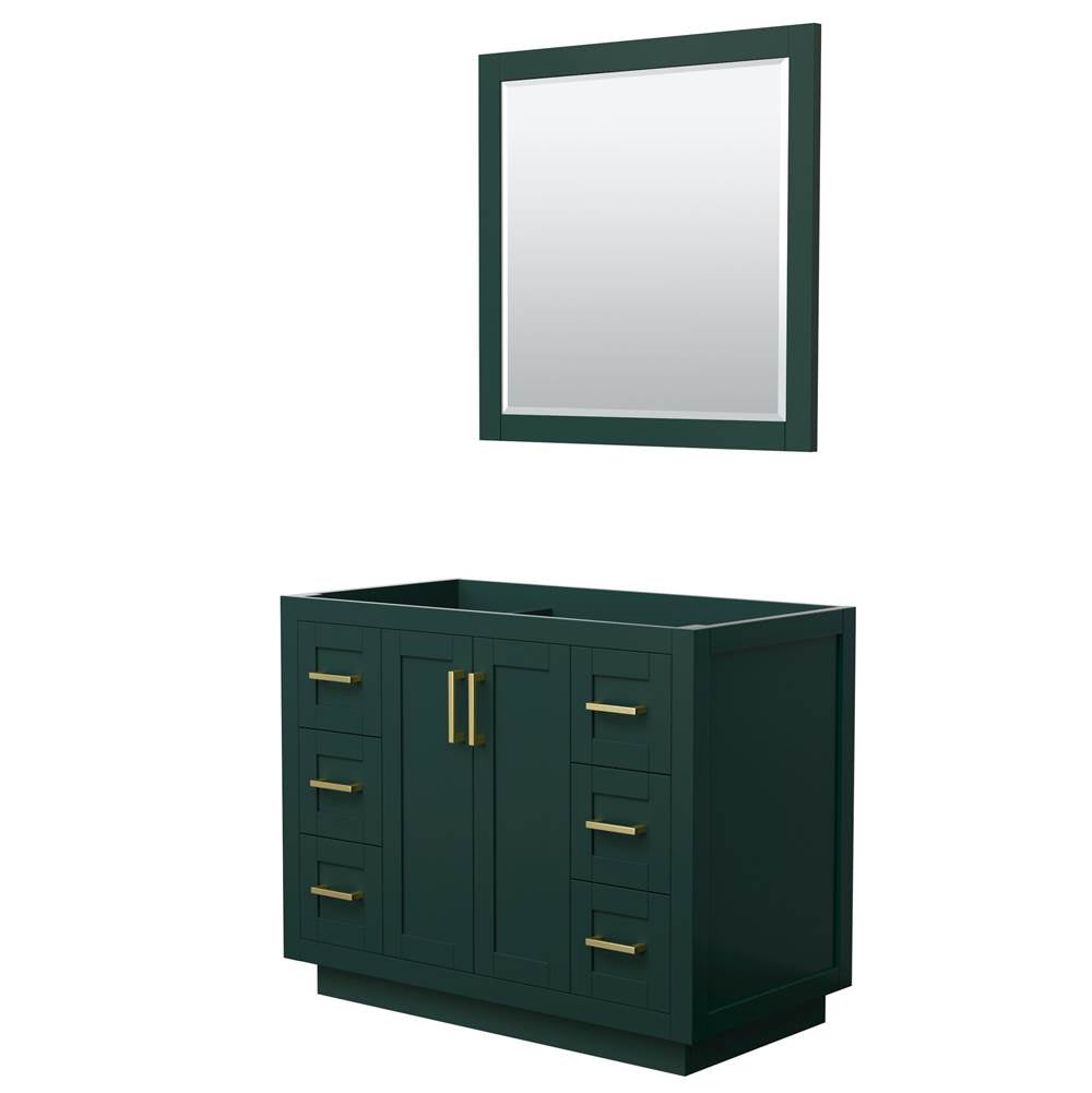Wyndham Collection - Miranda 42 Inch Single Bathroom Vanity in Green, No Countertop, No Sink, Brushed Gold Trim, 34 Inch Mirror