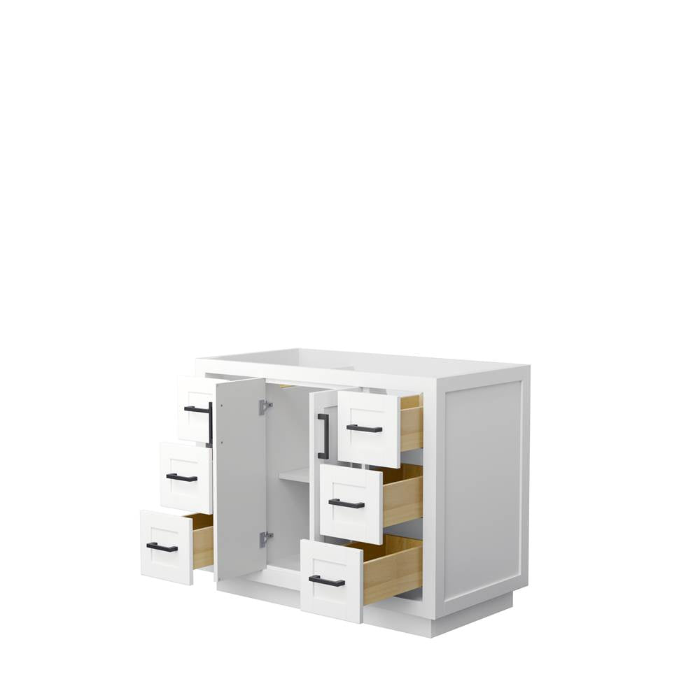 Miranda 42 Inch Single Bathroom Vanity in White, No Countertop, No Sink, Matte Black Trim