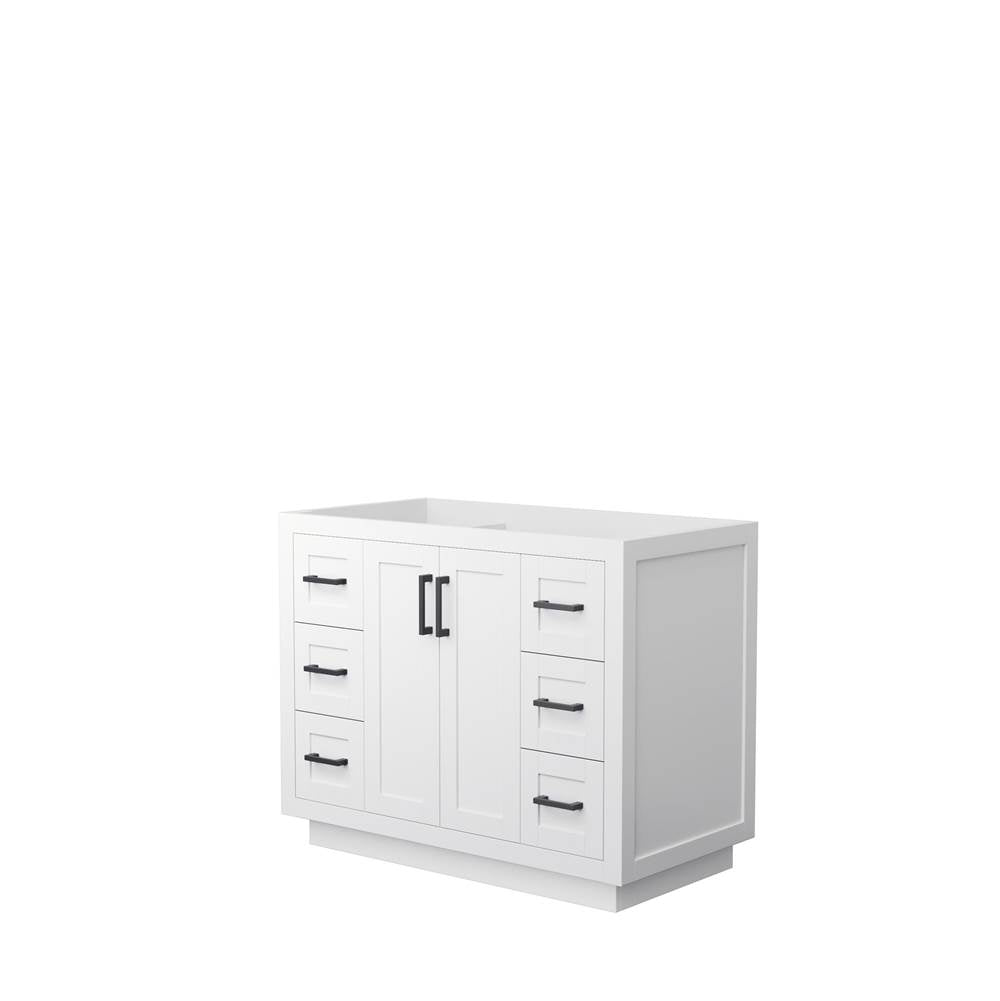Wyndham Collection - Miranda 42 Inch Single Bathroom Vanity in White, No Countertop, No Sink, Matte Black Trim