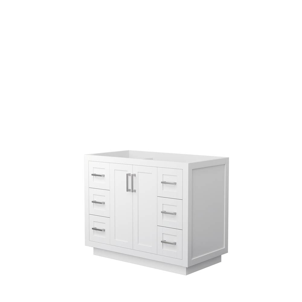Wyndham Collection - Miranda 42 Inch Single Bathroom Vanity in White, No Countertop, No Sink, Brushed Nickel Trim