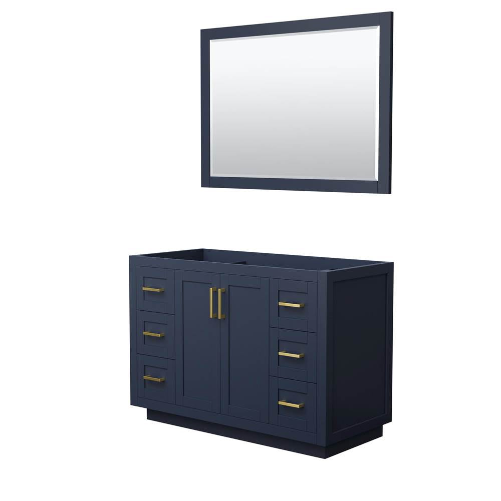 Wyndham Collection - Miranda 48 Inch Single Bathroom Vanity in Dark Blue, No Countertop, No Sink, Brushed Gold Trim, 46 Inch Mirror