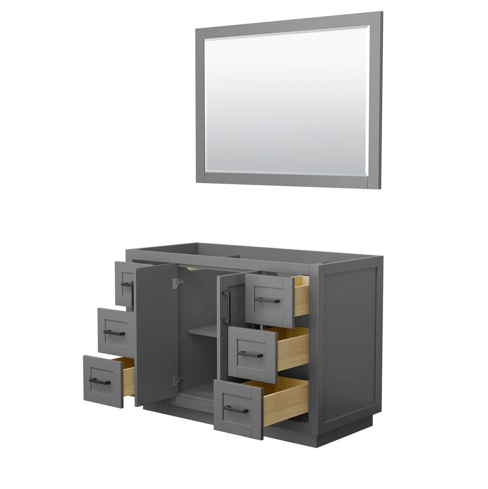 Miranda 48 Inch Single Bathroom Vanity in Dark Gray, No Countertop, No Sink, Matte Black Trim, 46 Inch Mirror