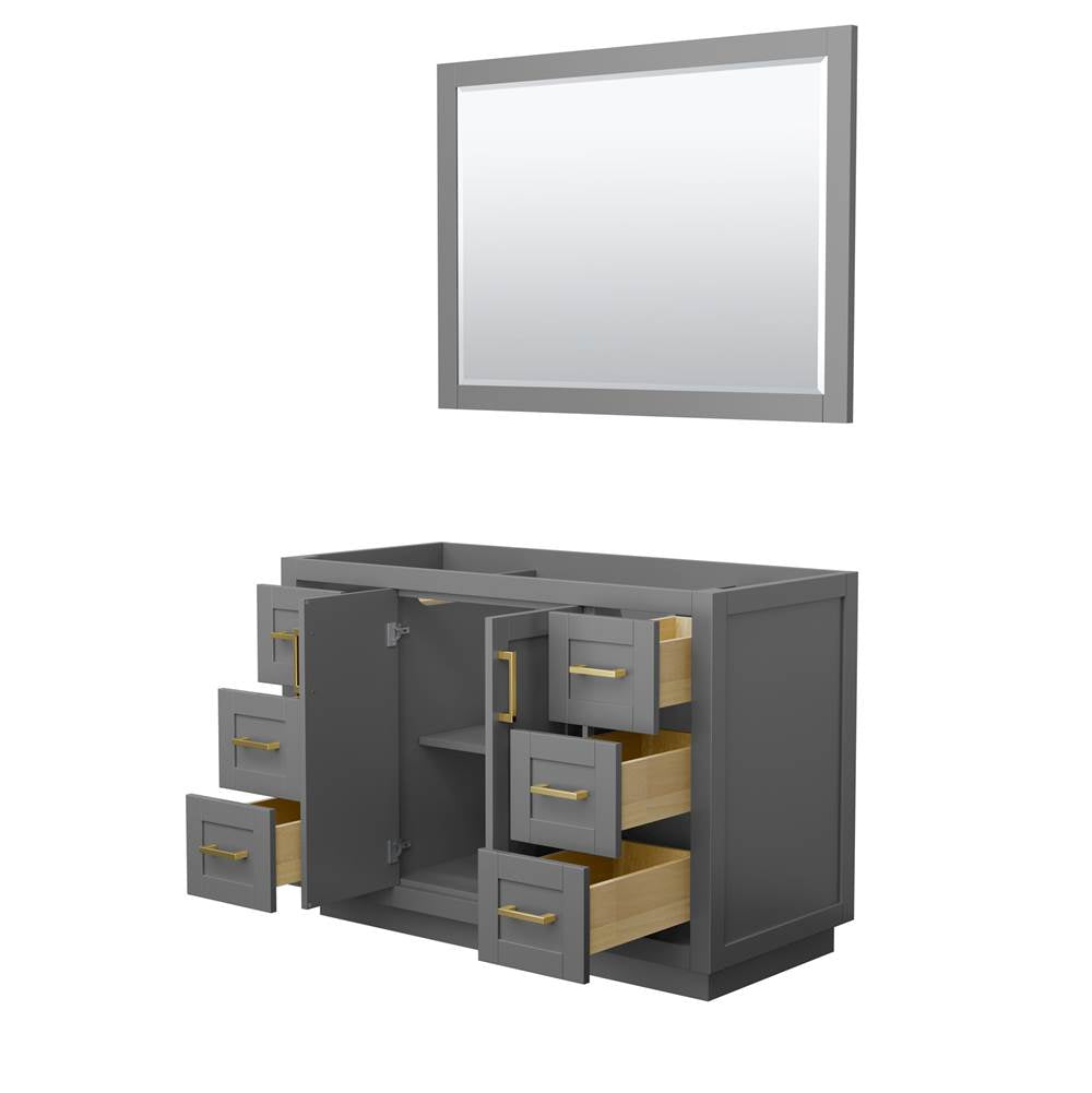 Miranda 48 Inch Single Bathroom Vanity in Dark Gray, No Countertop, No Sink, Brushed Gold Trim, 46 Inch Mirror