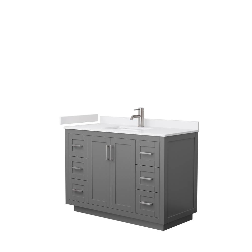 Wyndham Collection - Miranda 48 Inch Single Bathroom Vanity in Dark Gray, White Cultured Marble Countertop, Undermount Square Sink, Brushed Nickel Trim