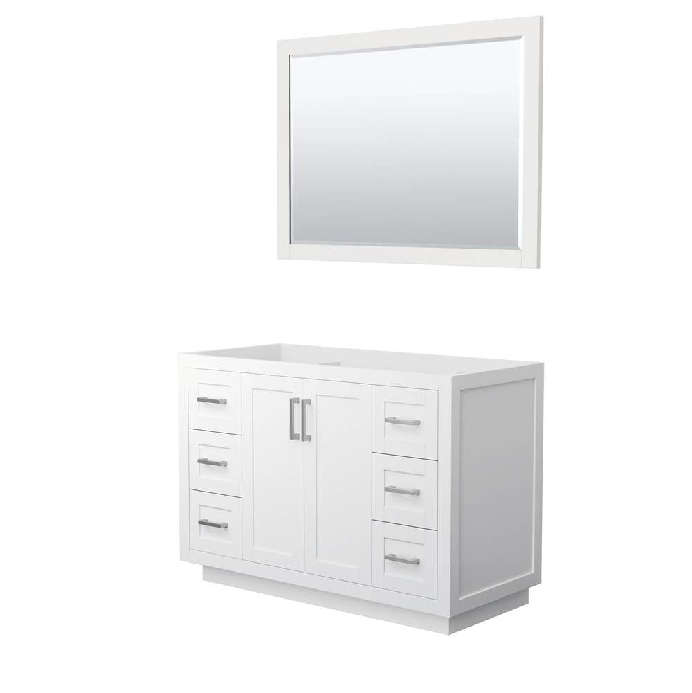 Wyndham Collection - Miranda 48 Inch Single Bathroom Vanity in White, No Countertop, No Sink, Brushed Nickel Trim, 46 Inch Mirror