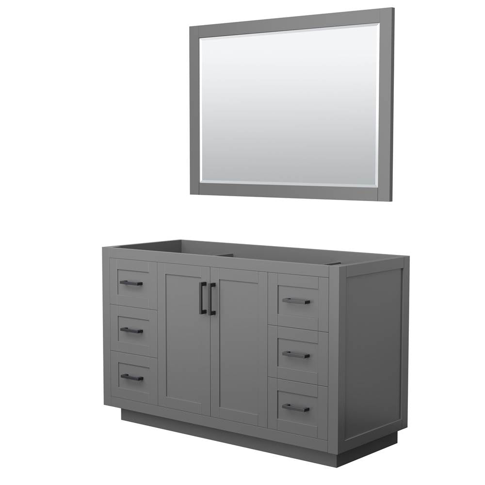 Wyndham Collection - Miranda 54 Inch Single Bathroom Vanity in Dark Gray, No Countertop, No Sink, Matte Black Trim, 46 Inch Mirror