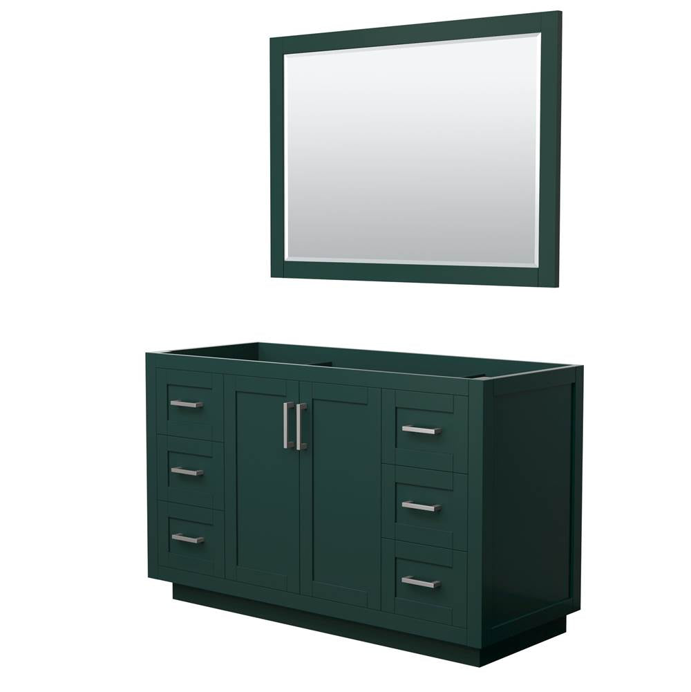 Wyndham Collection - Miranda 54 Inch Single Bathroom Vanity in Green, No Countertop, No Sink, Brushed Nickel Trim, 46 Inch Mirror