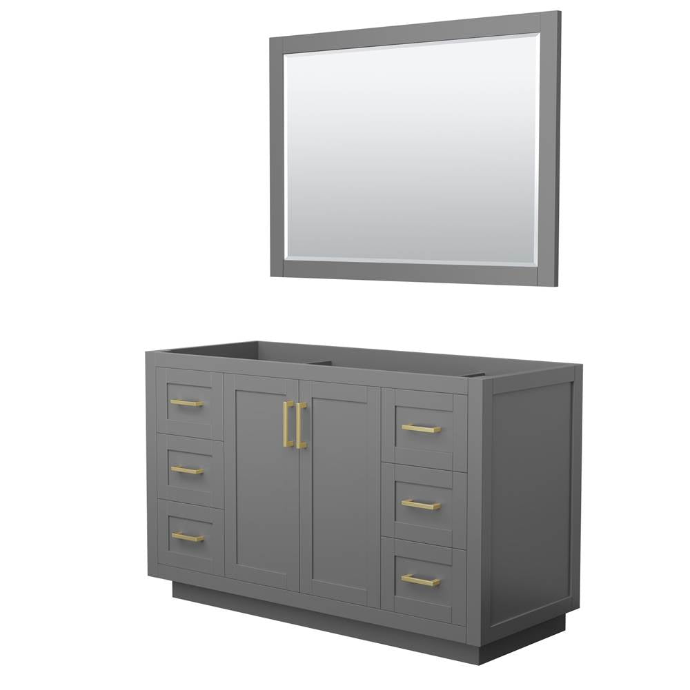 Wyndham Collection - Miranda 54 Inch Single Bathroom Vanity in Dark Gray, No Countertop, No Sink, Brushed Gold Trim, 46 Inch Mirror