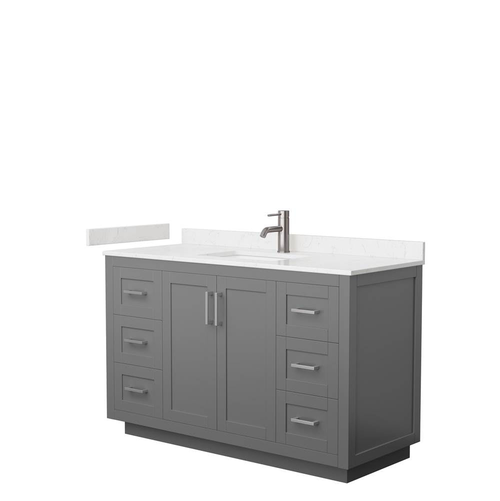Wyndham Collection - Miranda 54 Inch Single Bathroom Vanity in Dark Gray, Carrara Cultured Marble Countertop, Undermount Square Sink, Brushed Nickel Trim