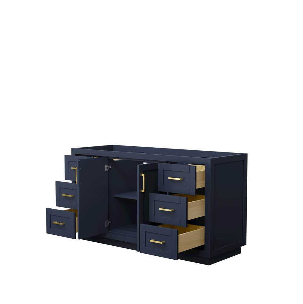 Miranda 60 Inch Single Bathroom Vanity in Dark Blue, No Countertop, No Sink, Brushed Gold Trim