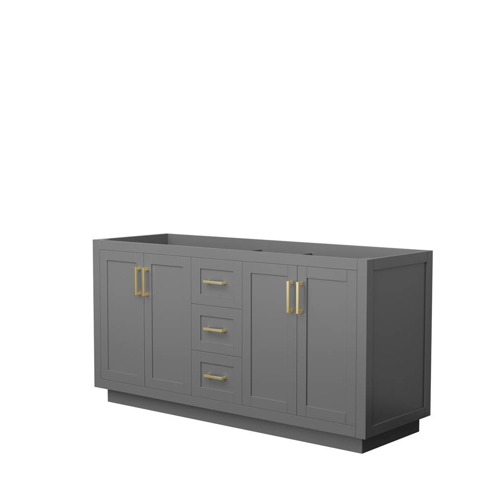 Wyndham Collection - Miranda 66 Inch Double Bathroom Vanity in Dark Gray, No Countertop, No Sink, Brushed Gold Trim