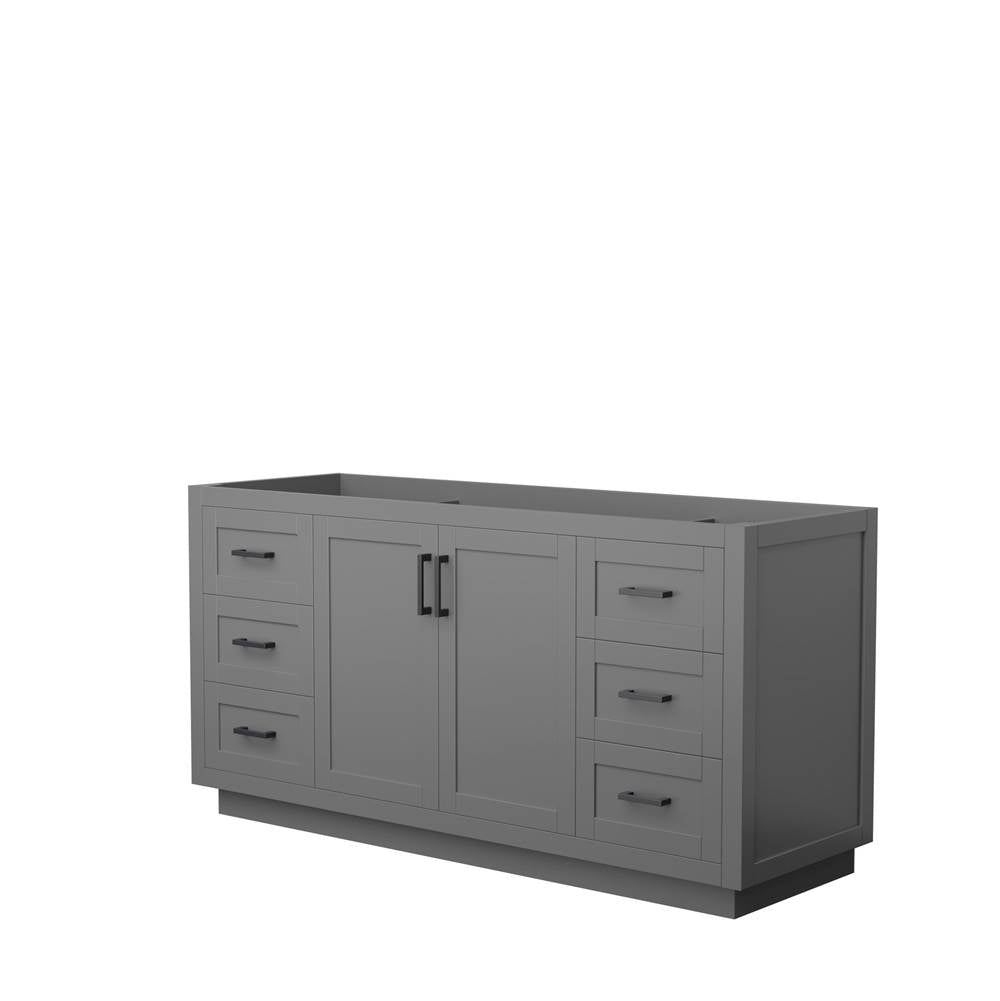 Wyndham Collection - Miranda 66 Inch Single Bathroom Vanity in Dark Gray, No Countertop, No Sink, Matte Black Trim