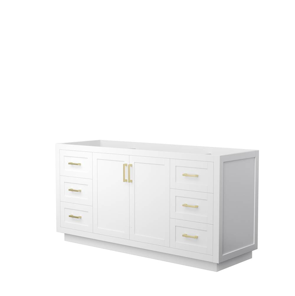 Wyndham Collection - Miranda 66 Inch Single Bathroom Vanity in White, No Countertop, No Sink, Brushed Gold Trim