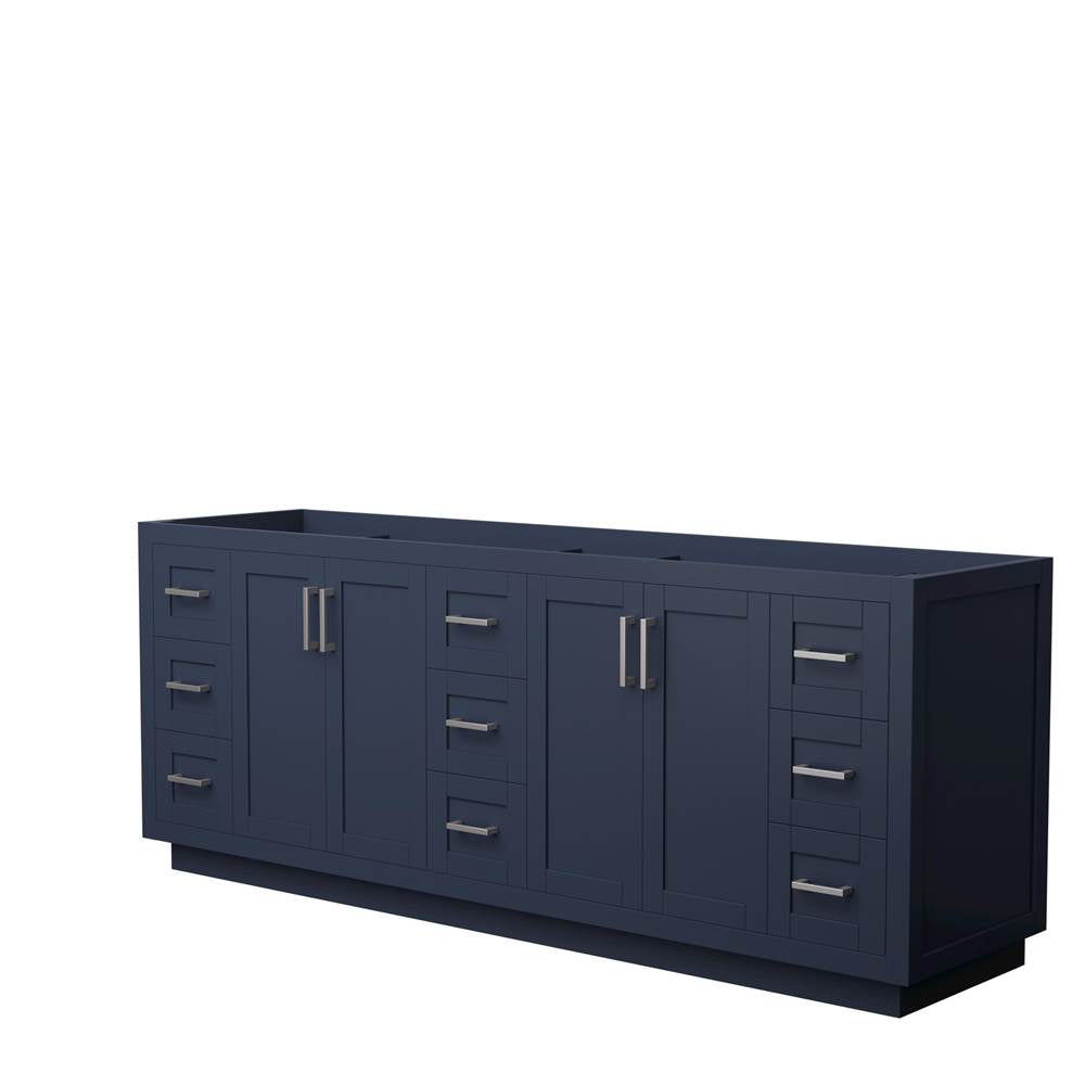 Wyndham Collection - Miranda 84 Inch Double Bathroom Vanity in Dark Blue, No Countertop, No Sink, Brushed Nickel Trim
