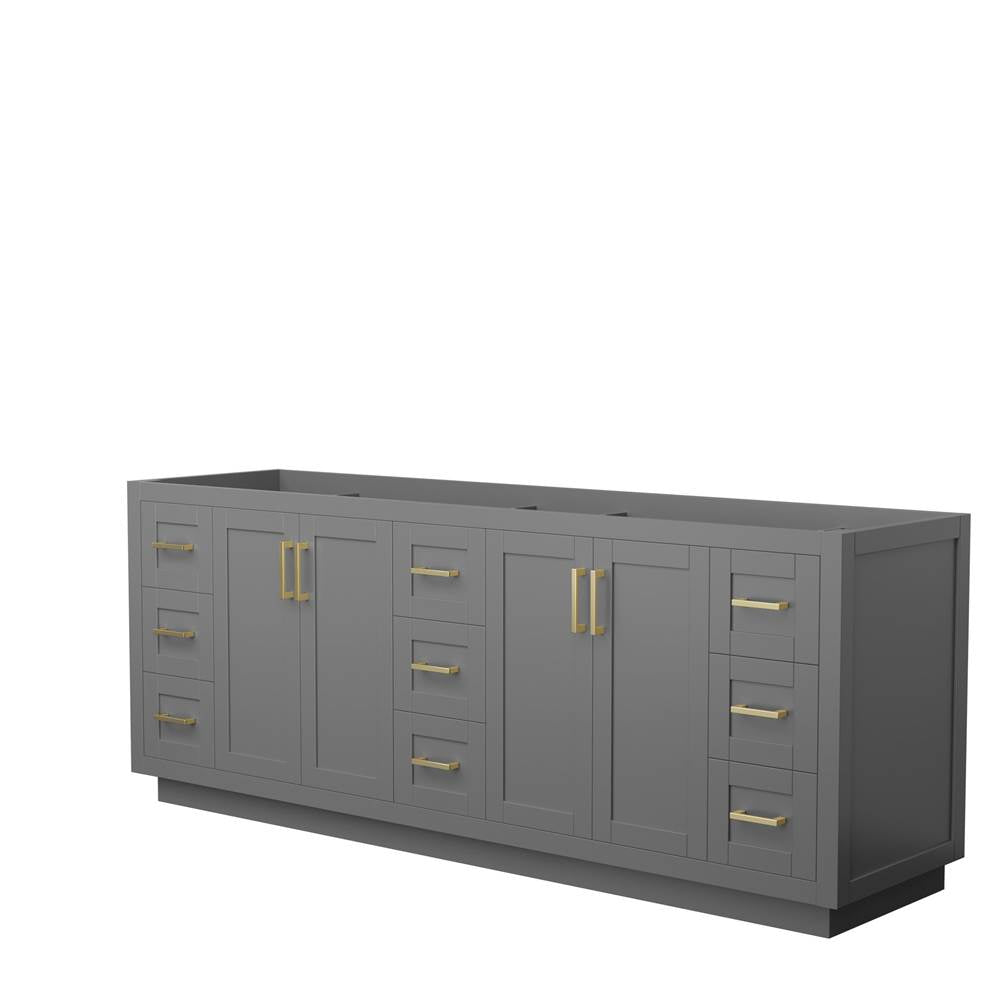 Wyndham Collection - Miranda 84 Inch Double Bathroom Vanity in Dark Gray, No Countertop, No Sink, Brushed Gold Trim