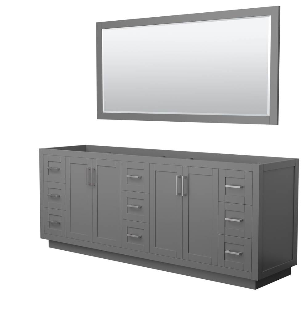 Wyndham Collection - Miranda 84 Inch Double Bathroom Vanity in Dark Gray, No Countertop, No Sink, Brushed Nickel Trim, 70 Inch Mirror