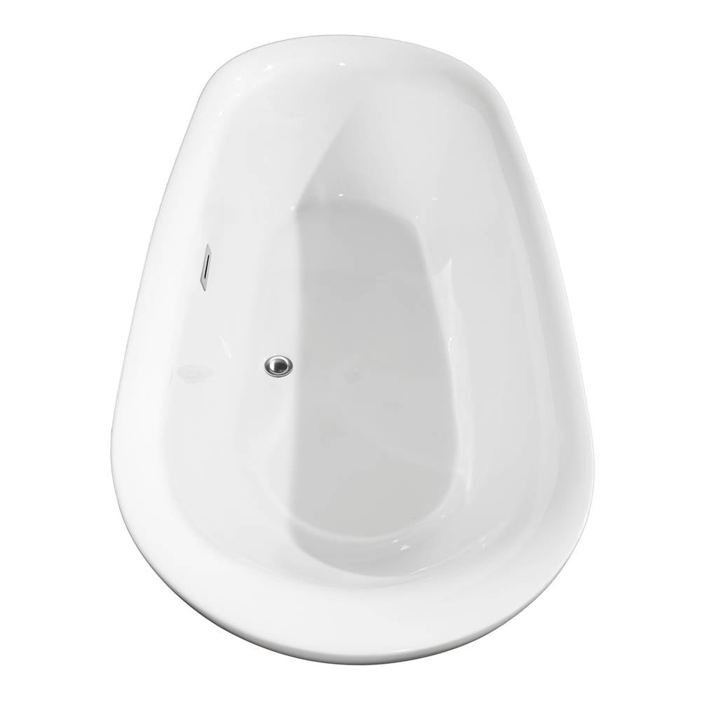 Melissa 71 Inch Freestanding Bathtub in White with Polished Chrome Trim and Floor Mounted Faucet in Brushed Gold