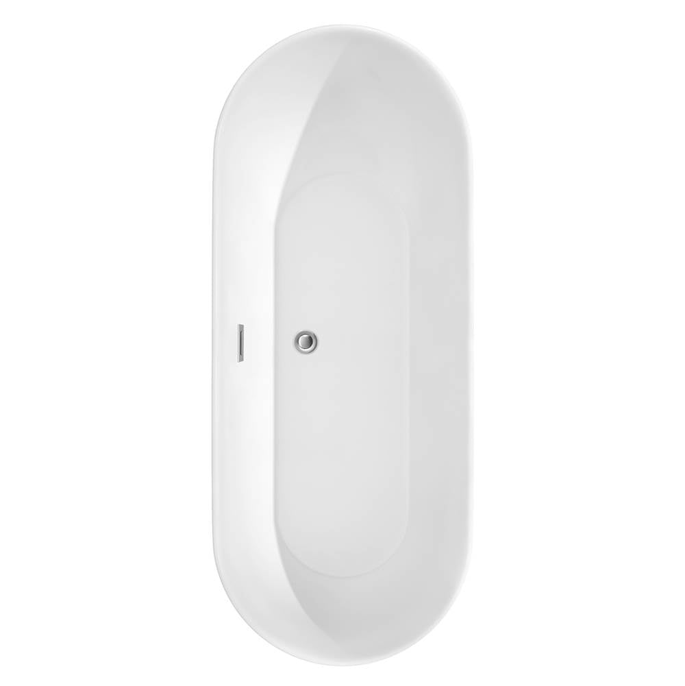 Melissa 71 Inch Freestanding Bathtub in White with Polished Chrome Trim and Floor Mounted Faucet in Brushed Gold
