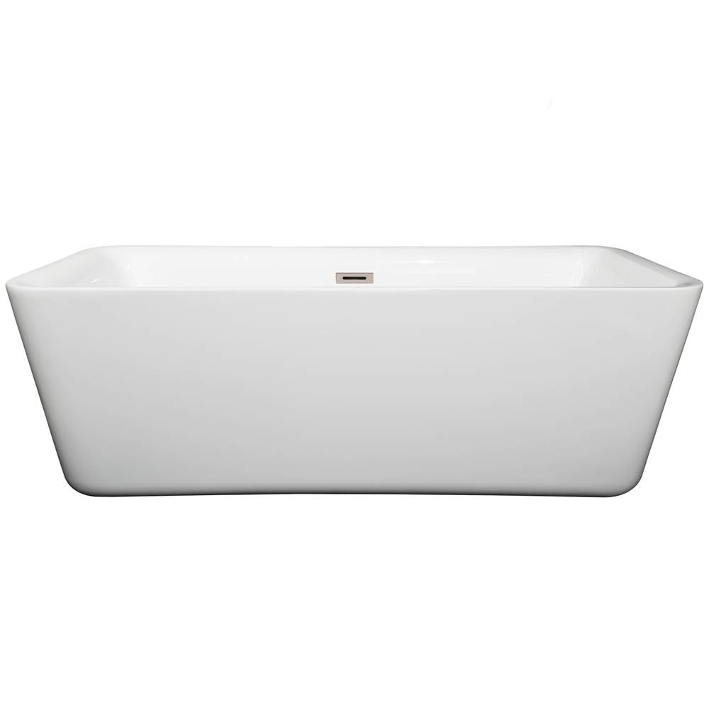 Emily 69 Inch Freestanding Bathtub in White with Polished Chrome Drain and Overflow Trim
