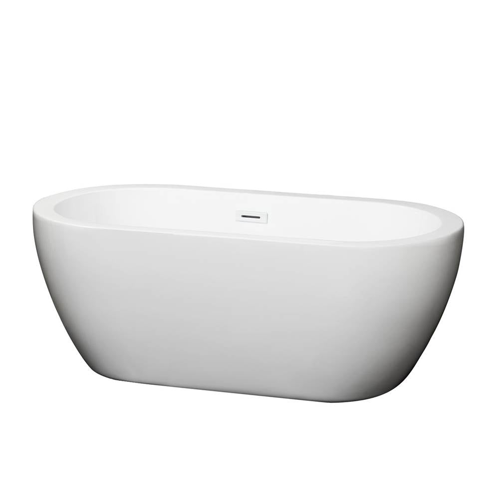 Wyndham Collection - Soho 60 Inch Freestanding Bathtub in White with Shiny White Drain and Overflow Trim
