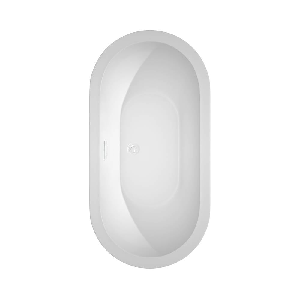 Soho 60 Inch Freestanding Bathtub in White with Shiny White Drain and Overflow Trim