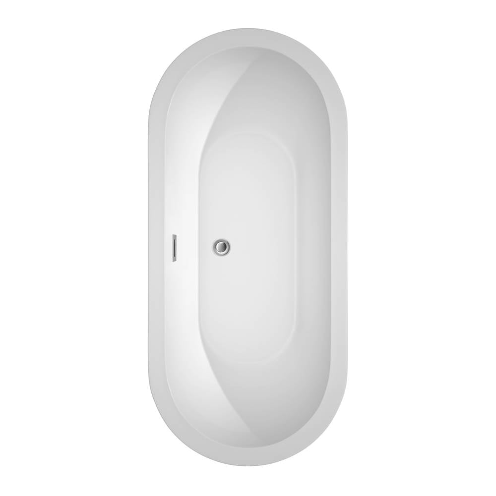 Soho 68 Inch Freestanding Bathtub in White with Polished Chrome Drain and Overflow Trim