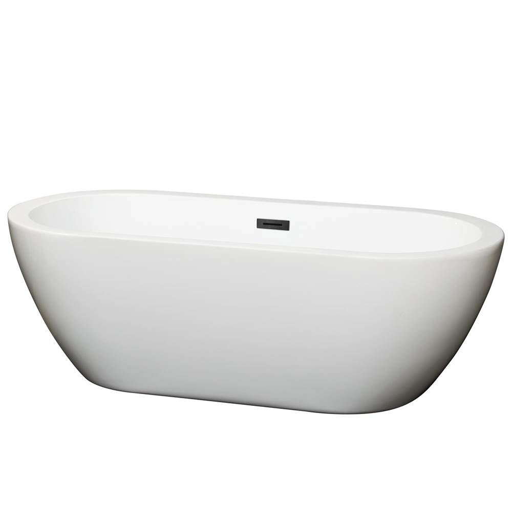 Wyndham Collection - Soho 68 Inch Freestanding Bathtub in White with Matte Black Drain and Overflow Trim