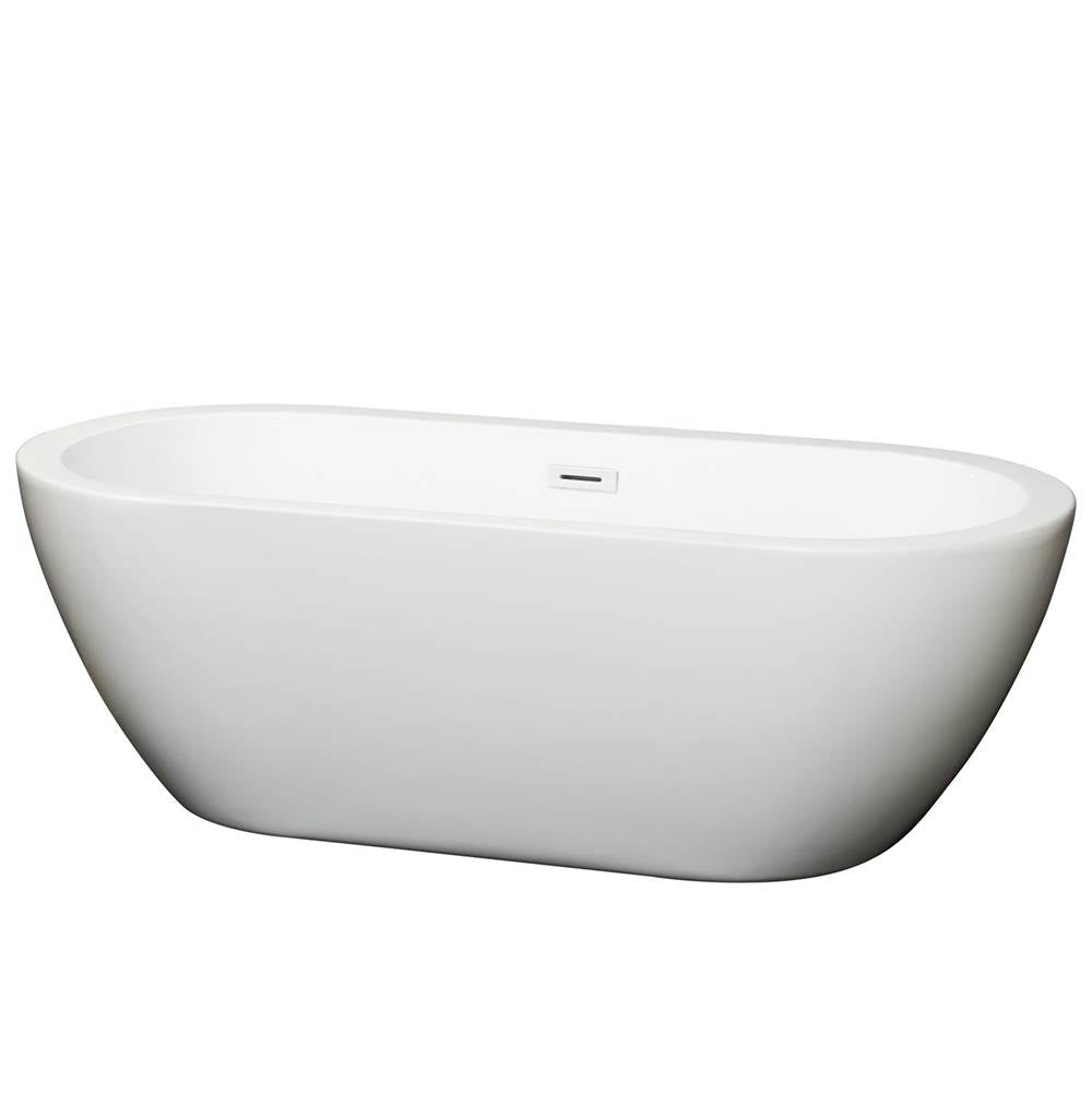 Wyndham Collection - Soho 68 Inch Freestanding Bathtub in White with Shiny White Drain and Overflow Trim