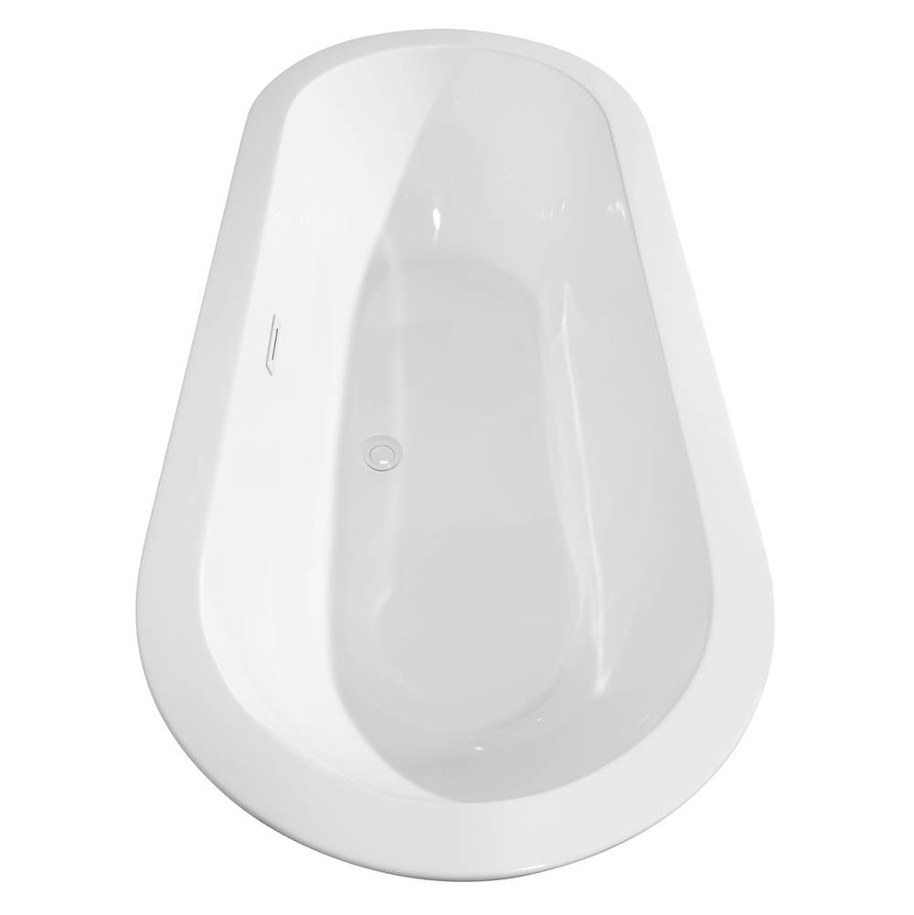 Soho 68 Inch Freestanding Bathtub in White with Shiny White Drain and Overflow Trim