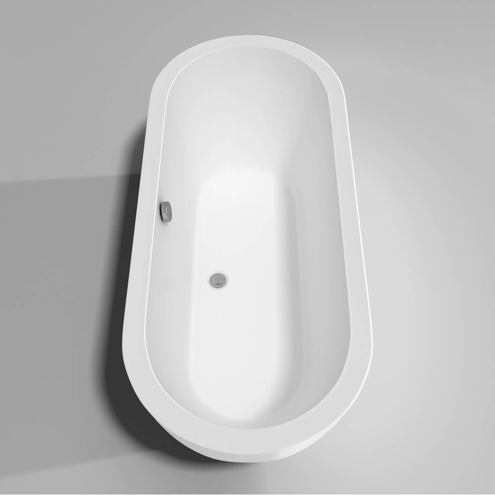 Soho 72 Inch Freestanding Bathtub in White with Polished Chrome Drain and Overflow Trim