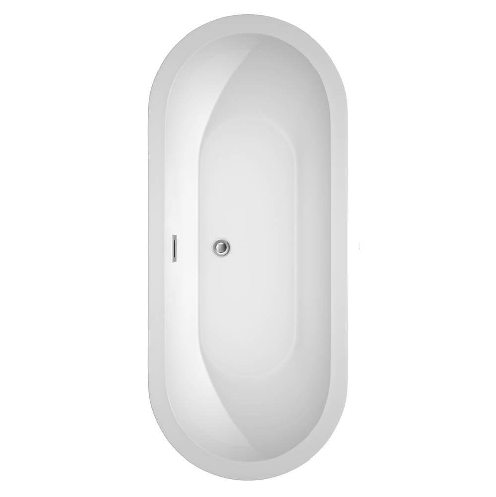 Soho 72 Inch Freestanding Bathtub in White with Polished Chrome Trim and Floor Mounted Faucet in Matte Black