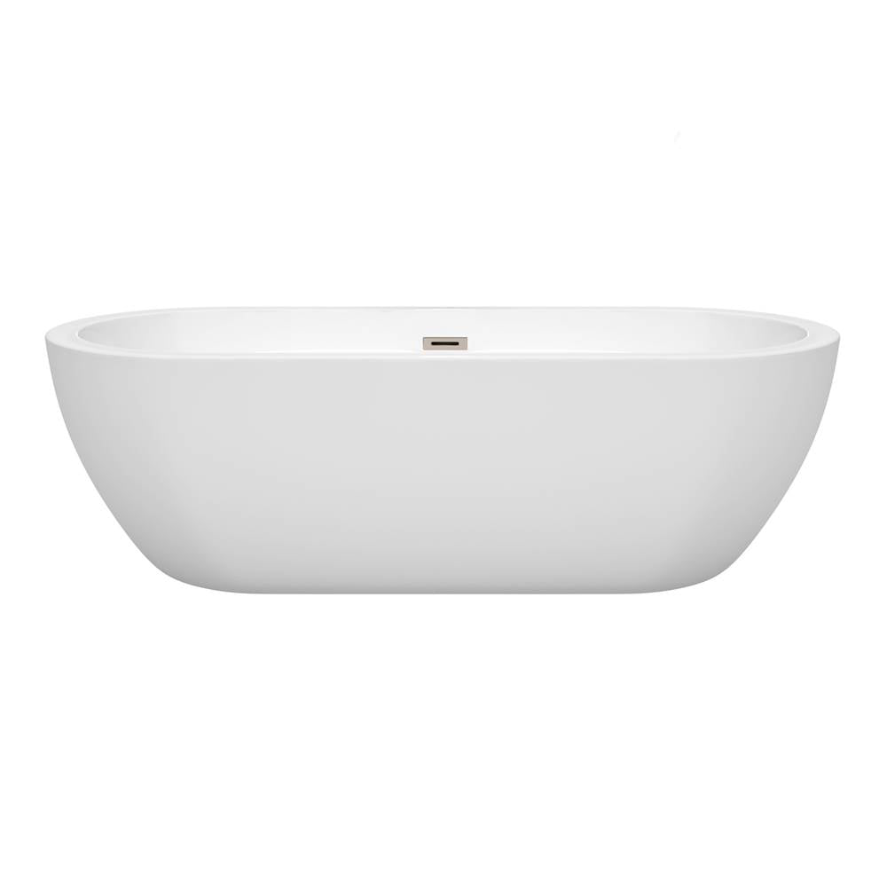 Soho 72 Inch Freestanding Bathtub in White with Polished Chrome Drain and Overflow Trim