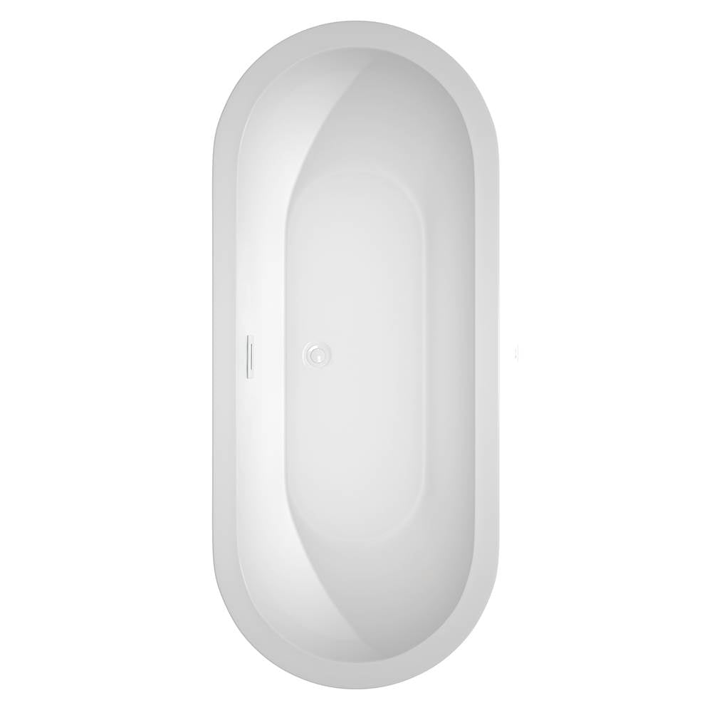 Soho 72 Inch Freestanding Bathtub in White with Shiny White Trim and Floor Mounted Faucet in Matte Black