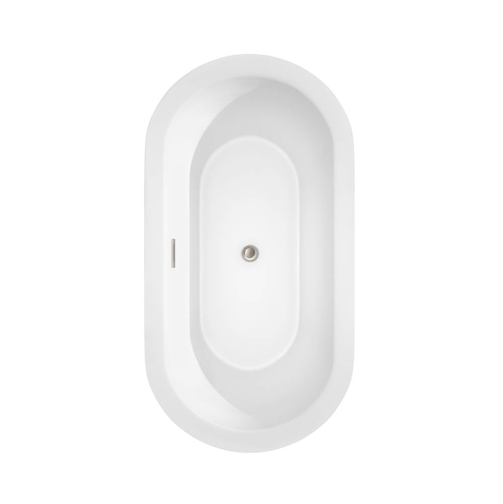 Mermaid 60 Inch Freestanding Bathtub in White with Polished Chrome Drain and Overflow Trim