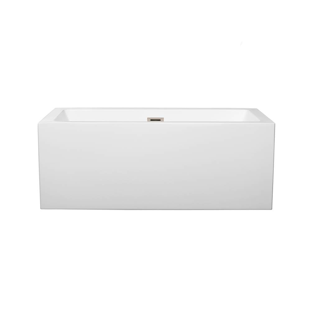 Melody 60 Inch Freestanding Bathtub in White with Polished Chrome Drain and Overflow Trim
