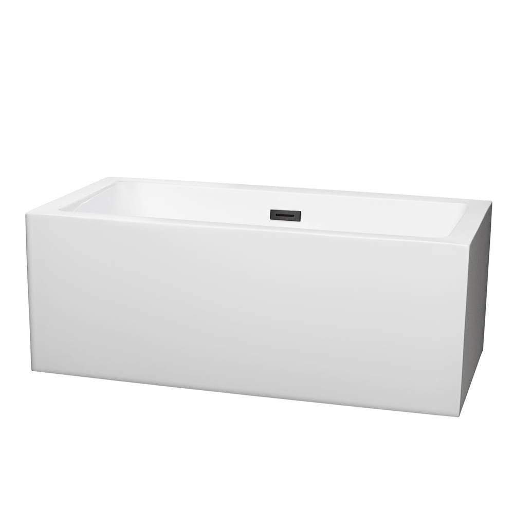 Wyndham Collection - Melody 60 Inch Freestanding Bathtub in White with Matte Black Drain and Overflow Trim