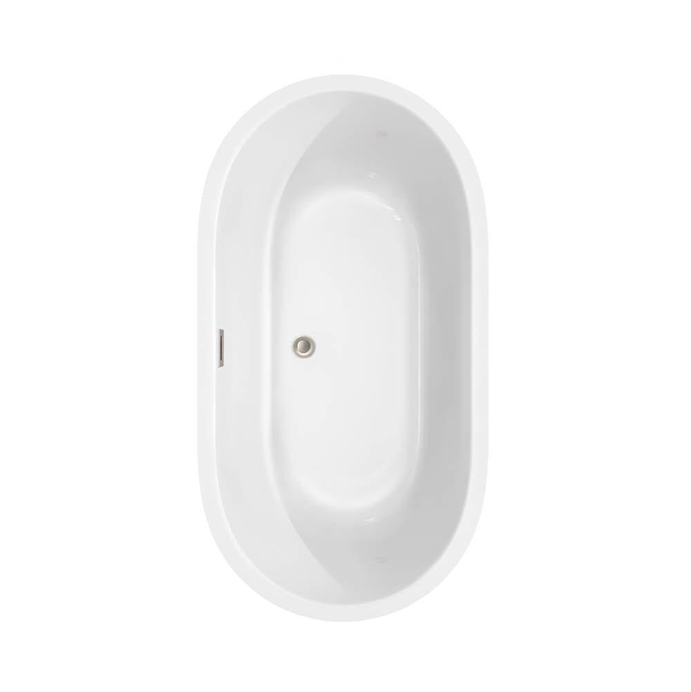 Juliette 60 Inch Freestanding Bathtub in White with Polished Chrome Drain and Overflow Trim