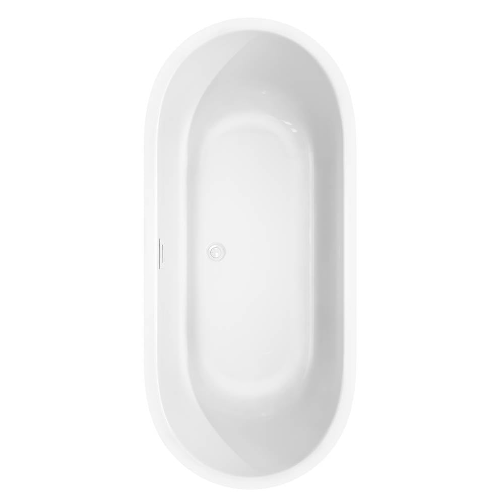 Juliette 71 Inch Freestanding Bathtub in White with Shiny White Trim and Floor Mounted Faucet in Matte Black